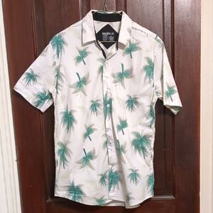 Palm Tree Print Casual Button-Down Shirt